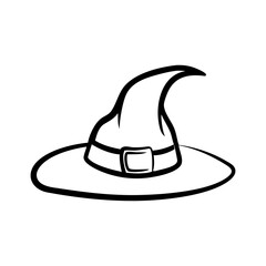 Witch Hat Outline Icon for Halloween and Costume Design Vector Illustration
