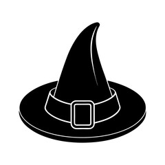 Witch Hat Silhouette Icon for Halloween and  Costume Design Vector Illustration  