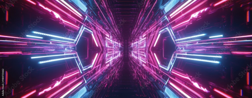 Aufkleber a mesmerizing abstract landscape of flowing waves illuminated in vibrant pink and blue hues. creatin