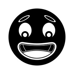 Surprised or Anxious Emoji Face Icon in Black and White Vector Style  
