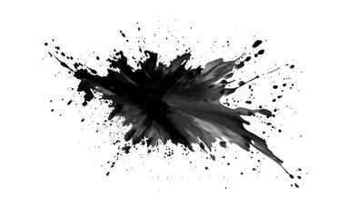 Abstract black in splash, paint, brush strokes, stain grunge isolated on white background png