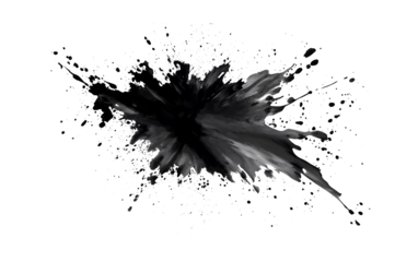 Abstract black in splash, paint, brush strokes, stain grunge isolated on white background png
