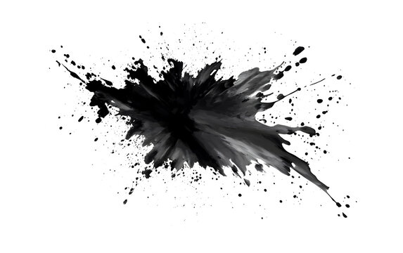 Abstract black in splash, paint, brush strokes, stain grunge isolated on white background png - Powered by Adobe