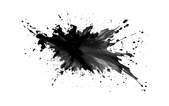 Abstract black in splash, paint, brush strokes, stain grunge isolated on white background png - Powered by Adobe