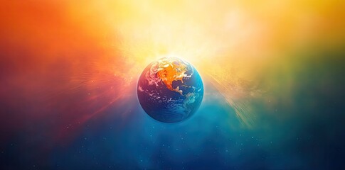 A stunning view of Earth from space. surrounded by a vibrant cosmic background filled with colorful nebulae and stars. symbolizing the beauty of our planet in the universe