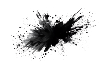 Abstract black in splash, paint, brush strokes, stain grunge isolated on white background png