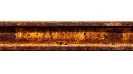 Rusty Metal Beam with Texture Detail on Transparent Background, PNG