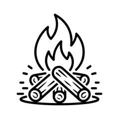 Campfire Icon with Burning Logs and Flames Isolated Vector Illustration  
