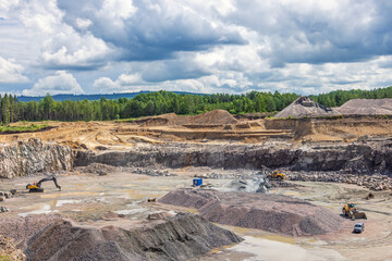 View at an open-pit mine in a landscape