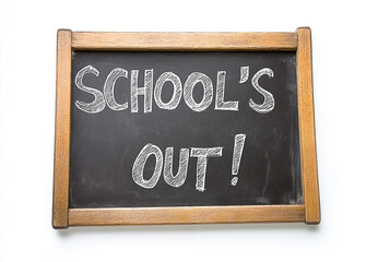 Fototapeta premium Chalkboard proclamation announcing the jubilant end to the school year