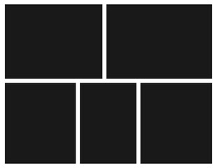 5 Empty geometric photo collage grid rectangle template shape. Modern tiles pattern mosaic for portfolio presentation. Background and photo album for wall mood board. 