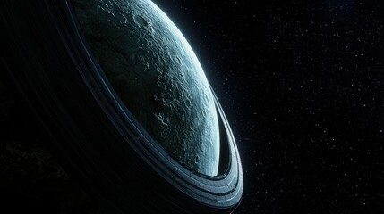 A planet with a ring around it.