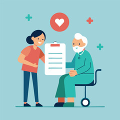 Young Female Doctor Giving Medical Report to Senior Patient in Wheelchair