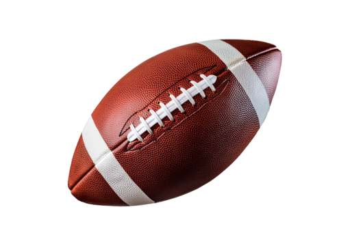 American football flying isolated on a transparent or white background