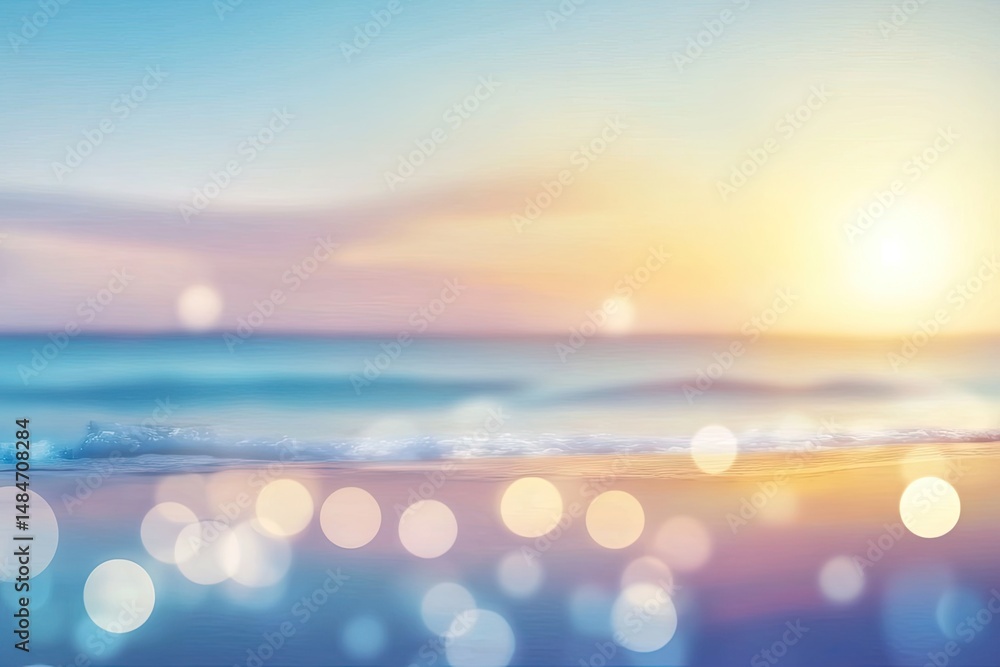 Aufkleber serene beach scene with gentle waves lapping at the shore under a bright blue sky. creating a tranqu