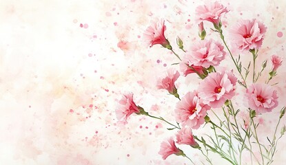 Delicate Pink Carnations Soft Watercolor