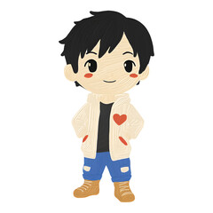 Adorable Cartoon Boy With Oil Paint Style Texture