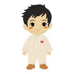 Adorable Cartoon Boy With Oil Paint Style Texture