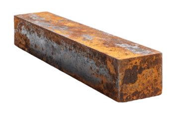 Rusty Rectangular Metal Bar on Transparent Background, PNG