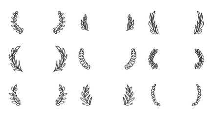 set of floral laurel wreath element