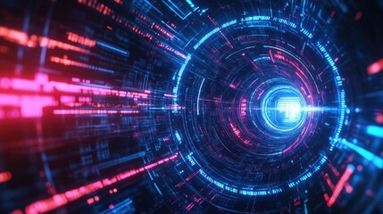 Obraz premium Abstract digital background featuring vibrant blue and red circuit patterns. symbolizing technology and innovation. suitable for tech-related projects and presentations