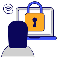 Laptop with padlock showcasing system security icon