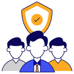 Editable design icon of secure team
