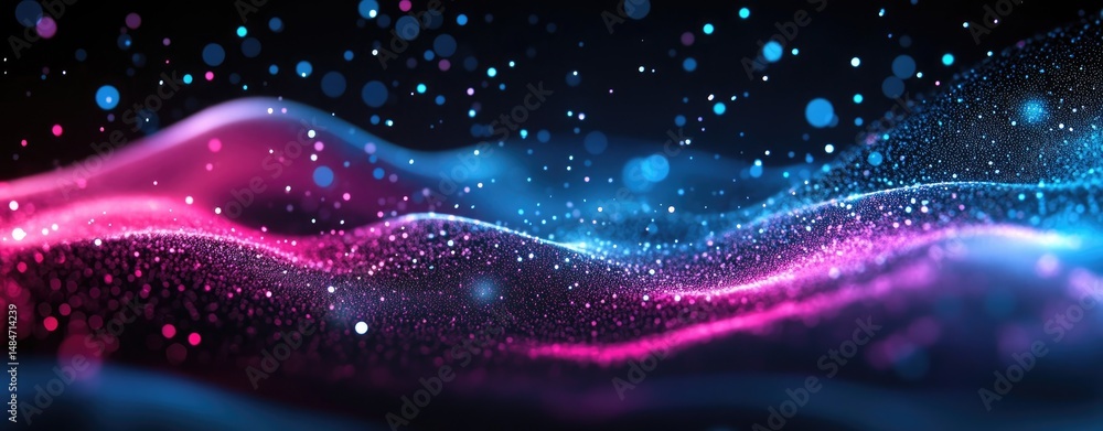 Aufkleber a mesmerizing abstract representation of flowing waves in vibrant blue and pink hues. set against a 