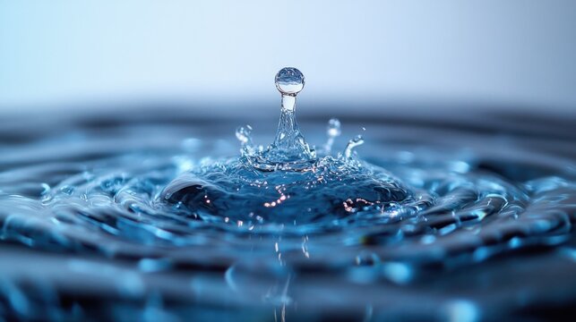 Water droplet impacting surface creating ripples