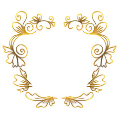 Gold frame floral line art deco