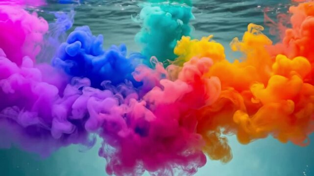 Colourful water soluble ink patterns with vibrant hues