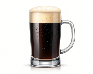 Refreshing Dark Beer in a Glass Mug with Frothy Head Cold Beverage Drink