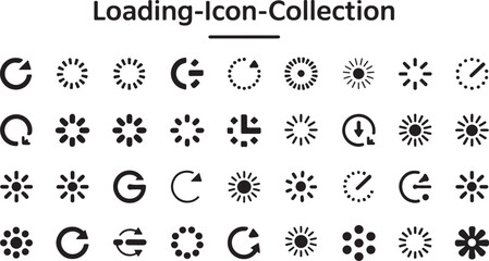 Loading Icon Collection Depicting Various States of Progress and Activity