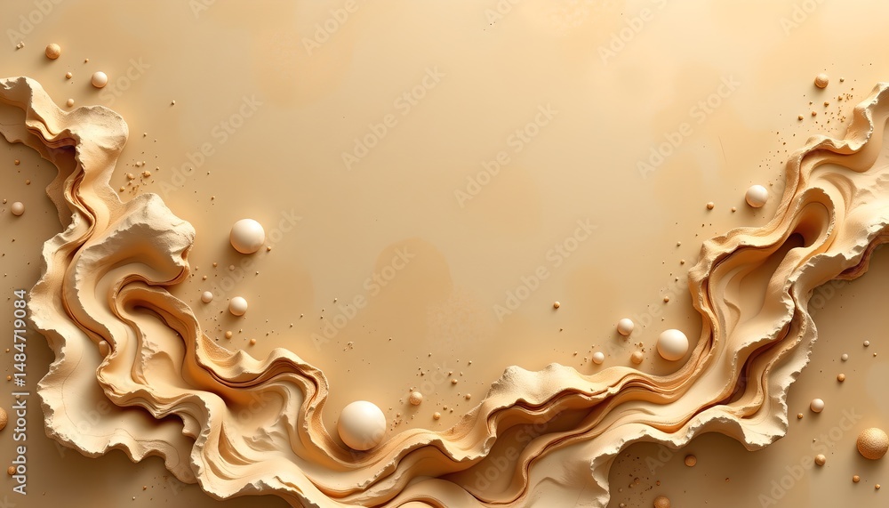 Aufkleber dynamic liquid splashing against beige background featuring warm abstract fractal design