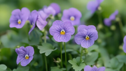 Fototapeta premium Vibrant Purple Violet Flowers Blooming in a Lush Garden During the Spring Season