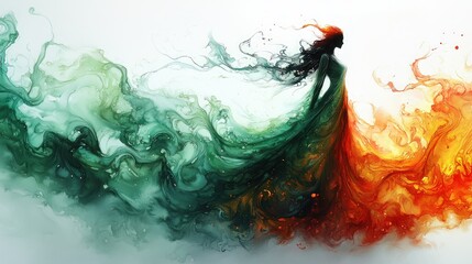 Fluid woman, ethereal, vibrant colors