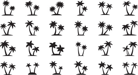 Silhouette Collection of Palm Trees for Tropical and Nature-Themed Designs