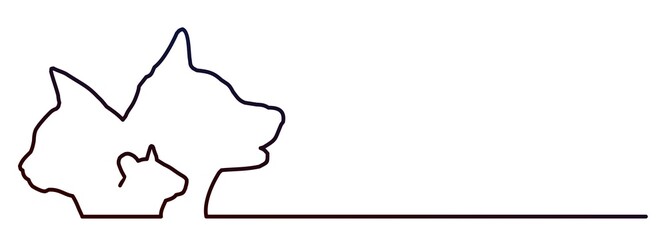 The one line stylized pets symbol. 
