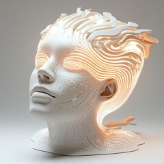 Naklejka premium Brainwave-controlled smart devices utilizing neural interfaces and AI algorithms to control home automation, entertainment systems, and other smart technologies using thought-based commands.