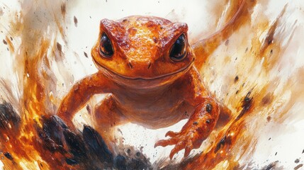 Fiery, adorable amphibian bursts forth