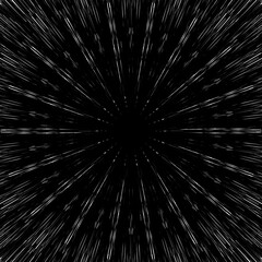 Obraz premium High-contrast abstract design featuring a central point exploding into streaks of white light against a dark backdrop. Creates a powerful visual impact of speed and energy.