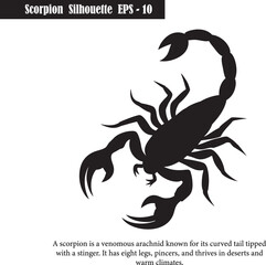 Black Scorpion Silhouette Vector Illustration