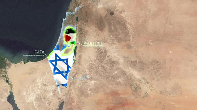 A cinematic intelligence briefing map of Palestine Israel. Great for intelligence briefs, secret missions, covert operations.
17 sec clip of a zoom in, outline of Isr Pal with flag + label
30fps
1080p
