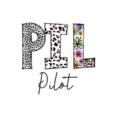 Colorful PIL Pilot Design with Leopard and Flower Patterns