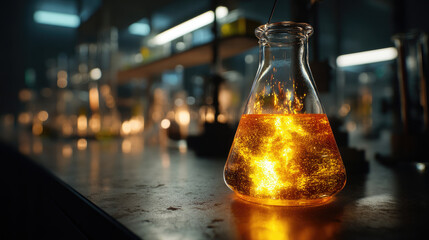 Illuminated beverage bottle night city background