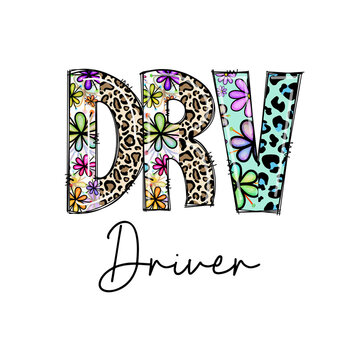 DRV Driver Design with Flowers and Leopard Print