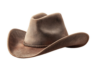 Tan Cowboy Hat with Braided Band on Transparent Background, PNG
