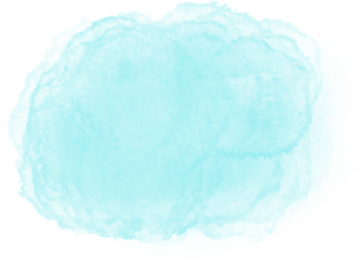 Lush turquoise gradient watercolor spot. Light blue soft and airy aquarelle stain for design elements, backgrounds, collages.