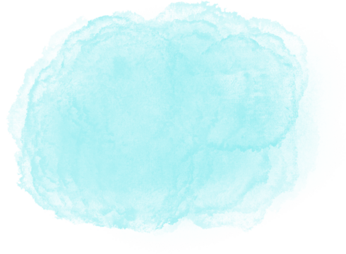 Lush turquoise gradient watercolor spot. Light blue soft and airy aquarelle stain for design elements, backgrounds, collages.