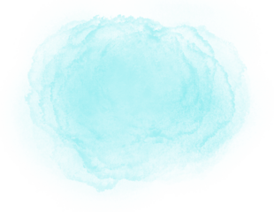 Bright aqua watercolor patch with soft edges. Versatile design element suitable for illustrations, backgrounds, collages, presentations